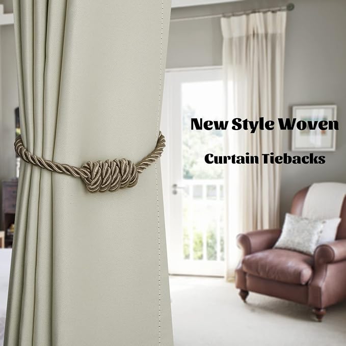 BEL AVENIR Magnetic Curtain Tiebacks, Decorative Drapery Holdbacks Modern Woven - Image 6