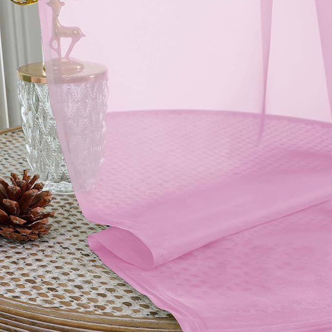 Chyhomenyc Pink Sheer Curtains 90 Inches Long 2 Panels, Light Filtering Pink - Image 7