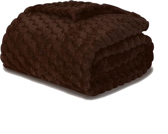 Puncuntex Brown Throw Blanket 60"×80" inches Fuzzy 3D Jacquard Decorative by Puncuntex