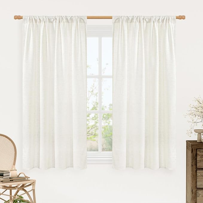 LAMIT Light Filtering Linen Curtains 54 Inches Long by LAMIT