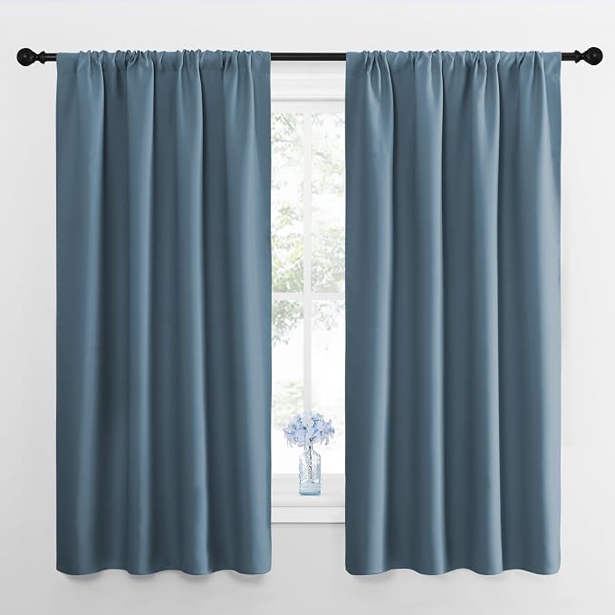 NICETOWN Kitchen Curtains, Short Blackout Curtains & Drapes, Smoky Blue by NICETOWN