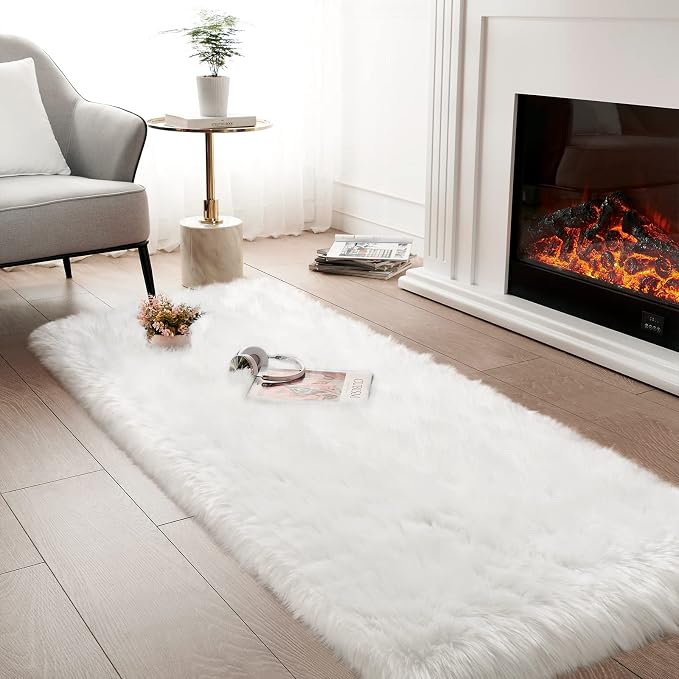 White Fluffy Rug for Bedroom, Soft Shag Rug for Sofa Couch Cushion, Cozy Shaggy - Image 9