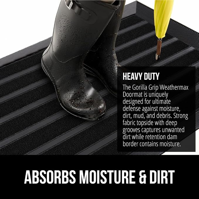 GORILLA GRIP 100% Waterproof All-Season WeatherMAX Doormat US Designed Natural - Image 4