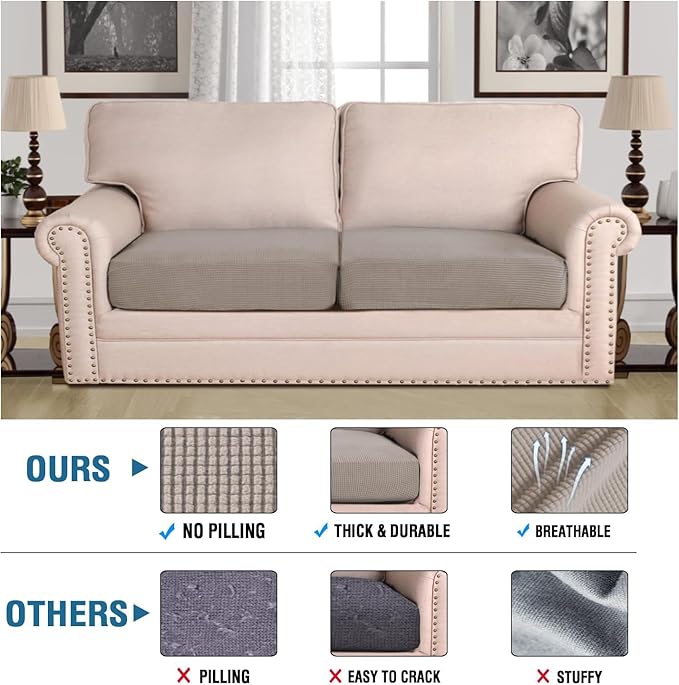H.VERSAILTEX Super Stretch Individual Seat Cushion Covers Sofa Covers Couch - Image 2