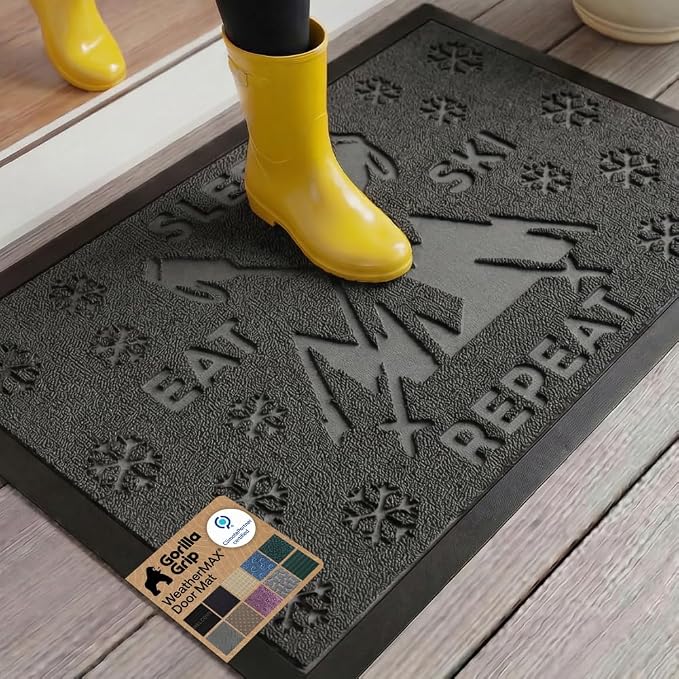 GORILLA GRIP 100% Waterproof All-Season WeatherMAX Doormat, US Designed Natural by GorillaGrip