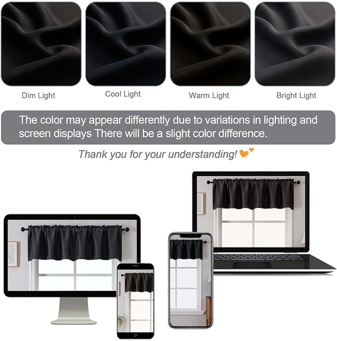 Chyhomenyc Black Valances for Window, Room Darkening Short Curtains for Kitchen - Image 8