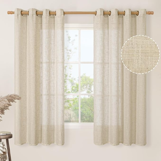 LAMIT Semi Sheer Linen Curtains 68 Inch Length by LAMIT