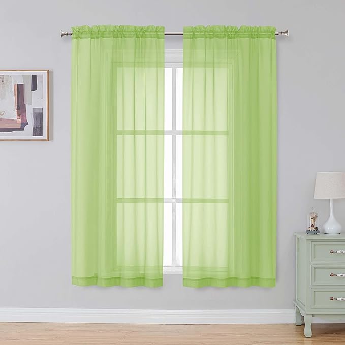 Simplebrand Rod Pocket Top Solid Voile Sheer Curtains - Image 2