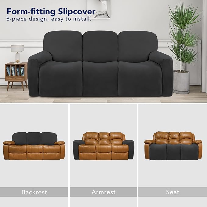 PureFit Super Stretch 3 Seats Recliner Chair Sofa Couch Cover - Image 4