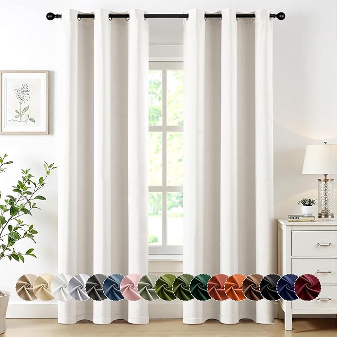 MIULEE Ivory Blackout Curtains for Bedroom Living Room 84 Inches Long 2 Panels by MIULEE