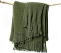 lifein Throw Blanket for Couch, Soft Green Boho Decor Bed Throw, Cozy Knitted by lifein