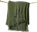lifein Throw Blanket for Couch, Soft Green Boho Decor Bed Throw, Cozy Knitted by lifein