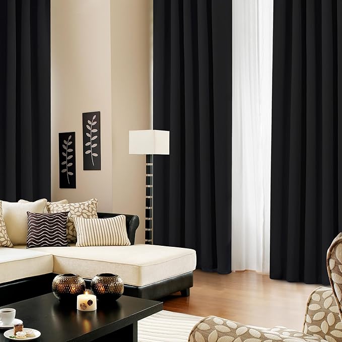 Deconovo Blackout Curtains, Thermal Insulated, W42 x L84 2 Panels, Back Tab - Image 4