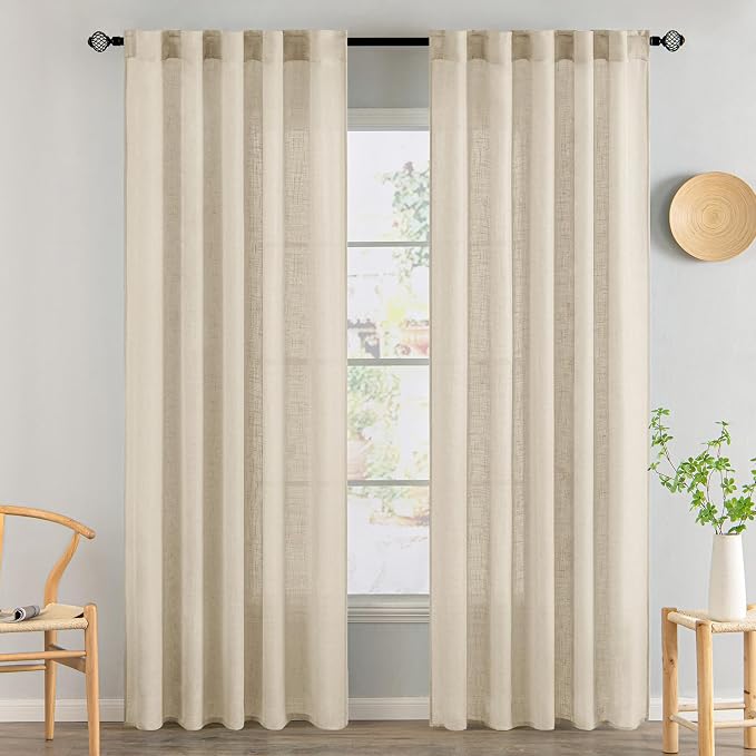 MIULEE Linen Curtains 84 Inch Length 2 Panels by MIULEE