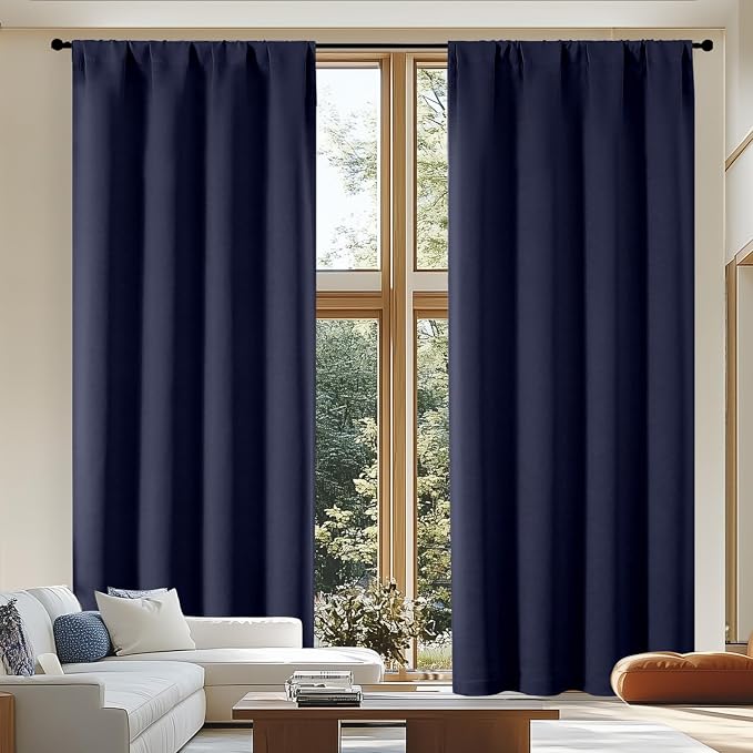 Simplebrand Ava Navy Blue Blackout Curtains by Simplebrand