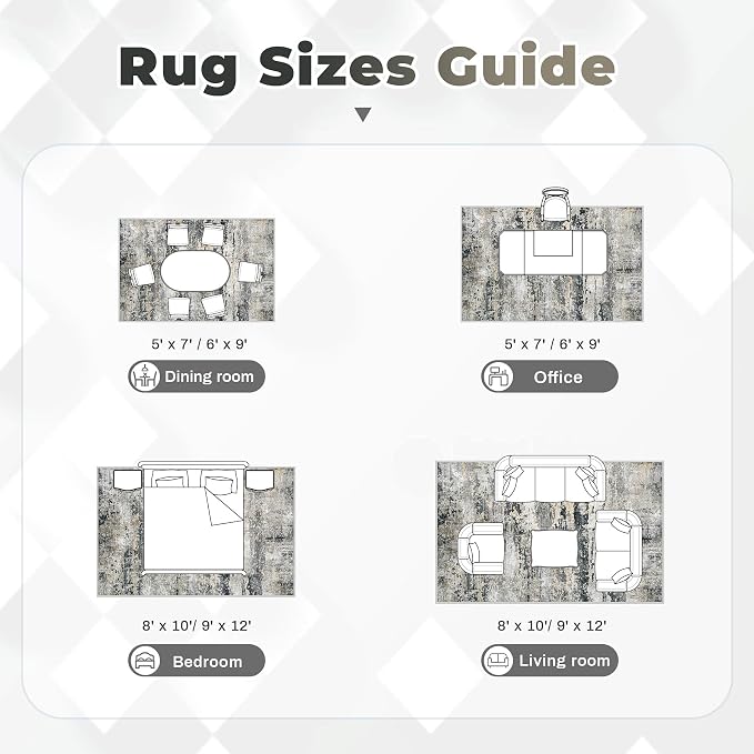 Area Rugs 6x9 for Living Room: Washable Rug Modern Abstract Neutral Soft - Image 8