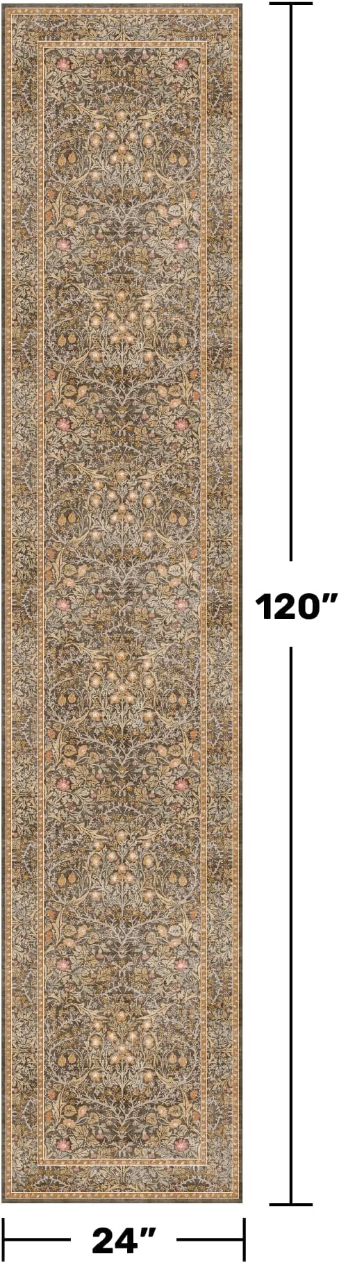 Hazo Haus Non Slip 2x10 Gold Brown Hallway Runner - 10ft Long Runner Rugs - Image 2