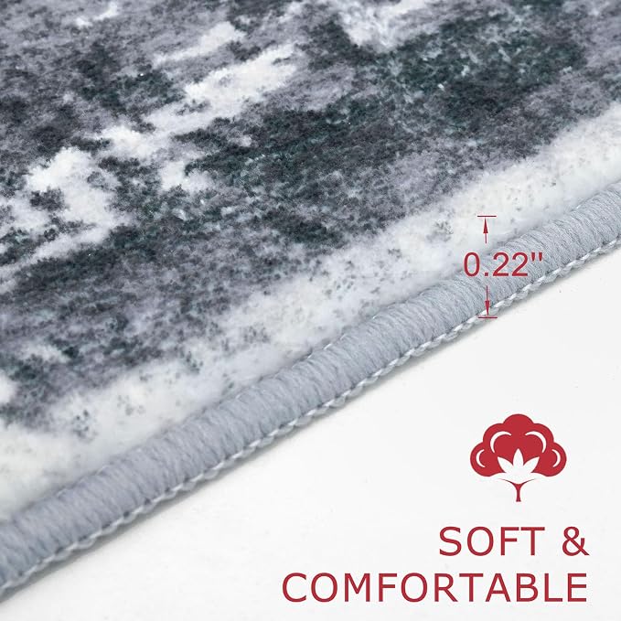 KOZYFLY Modern Abstract Area Rug 8x10 Gray Washable Large Living Room Thin Rugs - Image 2