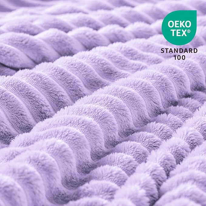 BEDELITE Fleece Throw Blanket for Couch – 3D Ribbed Jacquard Soft and Warm - Image 3