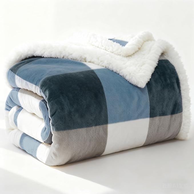 PU MEI Sherpa Fleece Throw Blanket 60" x 80" Reversible Plush Fluffy Large Big - Image 3