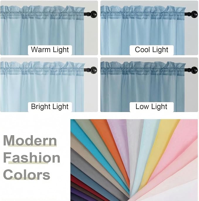 Sheer Curtains 63 Inch Length 2 Panels Set - Image 7