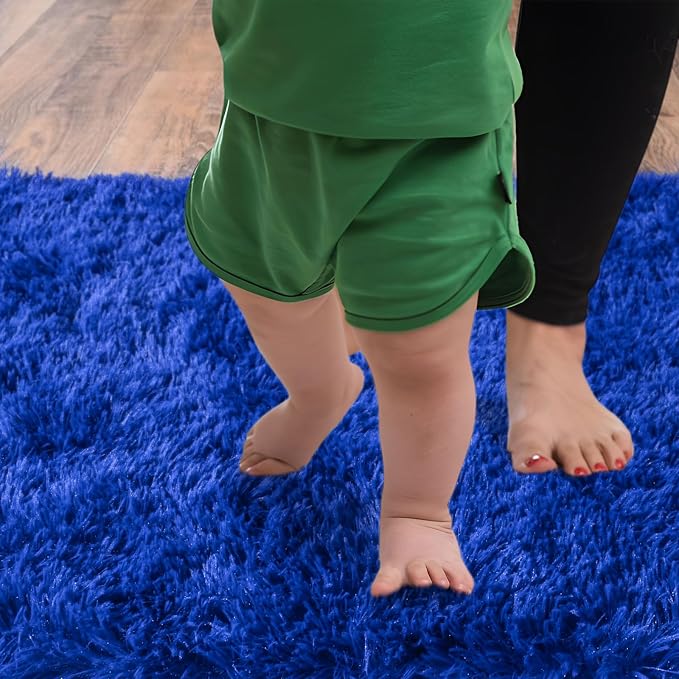 Soft Runner Rugs for Bedroom Hallways, 2x4 Royal Blue Fluffy Shag Throw Area - Image 7
