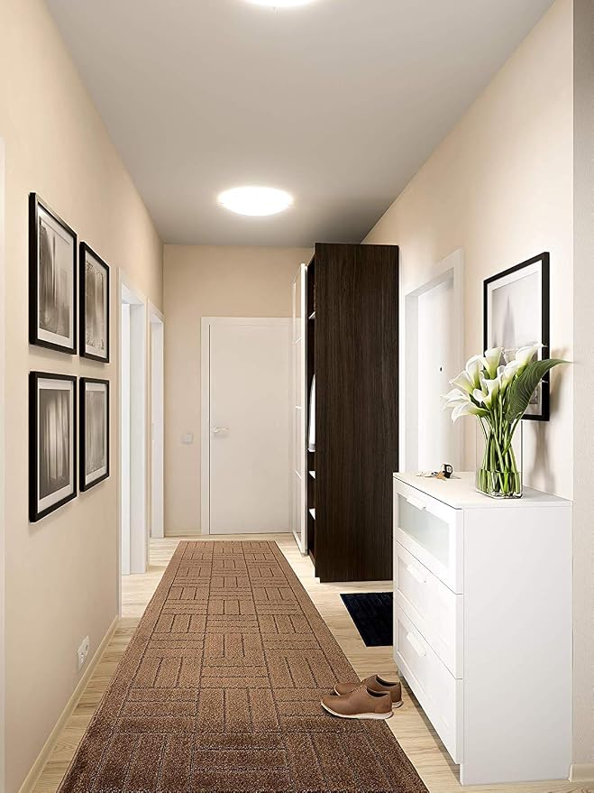 10 ft Long Brown Hallway Kitchen Runner Rug Non-Slip Washable, Custom Size - Image 2