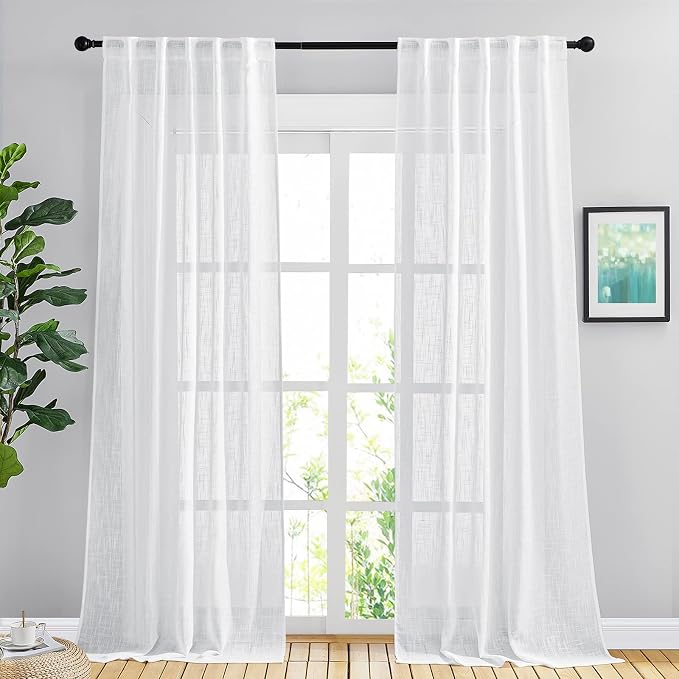 NICETOWN White Semi Sheer Curtains 102 inches Long by NICETOWN