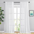 NICETOWN White Linen Sheer Bedroom Curtains 90 inches Long, Rod Pocket & Back by NICETOWN