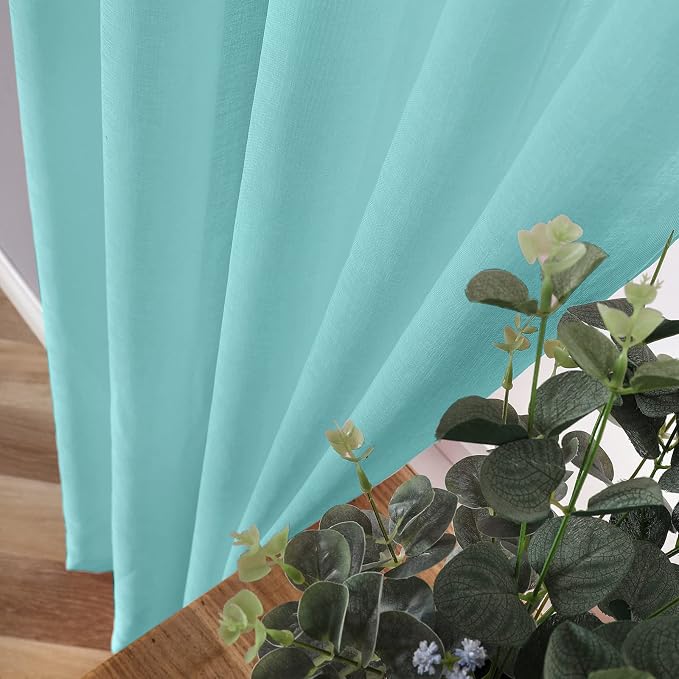 Tollpiz Sheer Curtains Linen Textured Bedroom Curtain Sheers Light Filtering - Image 3