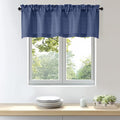OWENIE Bob 1 PCS Blue Valances for Windows, Faux Linen Textured Kitchen Window by OWENIE