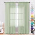 OVZME Light Green Sheer Curtains 90 Inches Long 2 Panels by OVZME