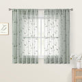 HOMEIDEAS Sage Green Sheer Kitchen Curtains 52 x 45 Inch Length 2 Panels by HOMEIDEAS