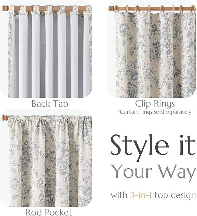 jinchan Blackout Floral Curtains - Image 5