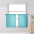 OWENIE Short Aqua Sheer Curtains 30 Inch Length 2 Panels Set, Kitchen Curtains by OWENIE
