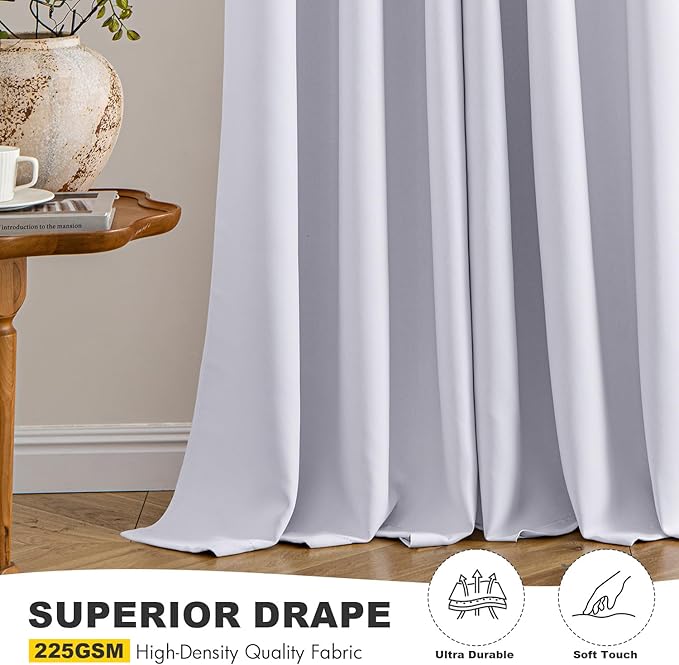 MIULEE Blackout Curtains for Bedroom 2 Panels 40x63 Inch Long Greyish White | - Image 5