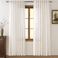 Cream Natural Linen Curtains 80 inch Length 2 Panels Set Neutral Rustic by Jolilight