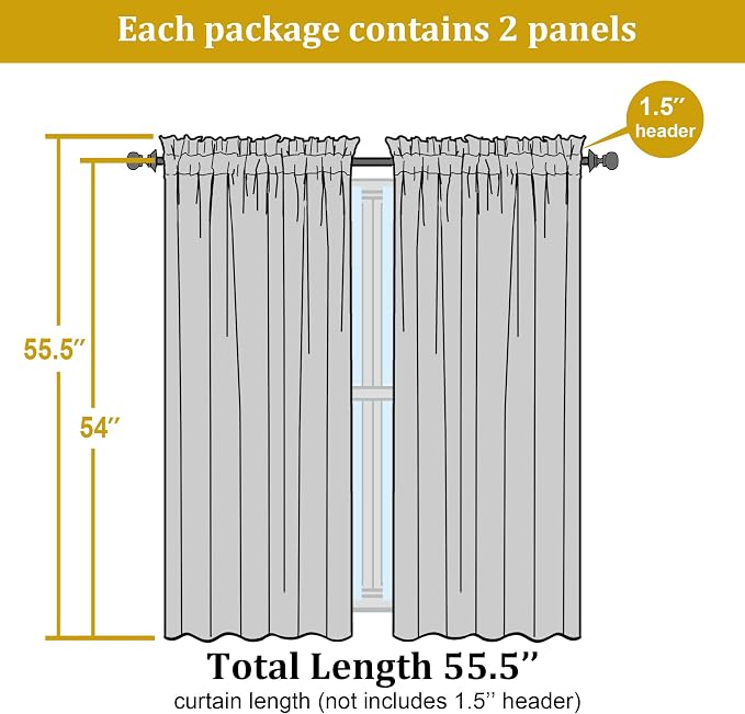 OWENIE Sheer Curtains 54 Inch Length 2 Panels Set - Image 7