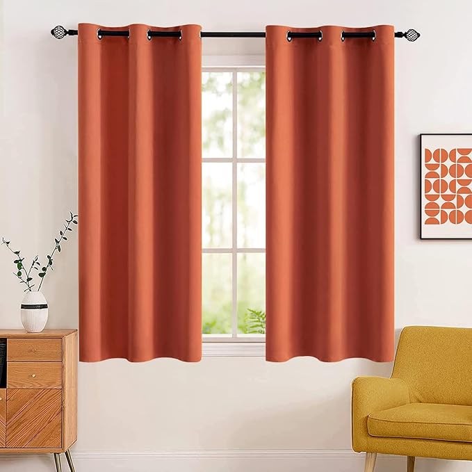 MIULEE 63" Long Room Darkening Curtains Thermal Insulated Rust Terracotta by MIULEE