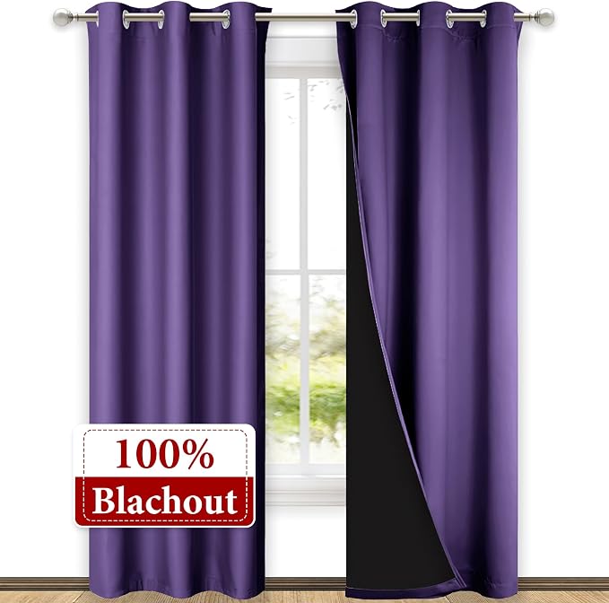 NICETOWN Blackout Curtains 80 inches Long, Full Light Blocking Drapes - Image 2