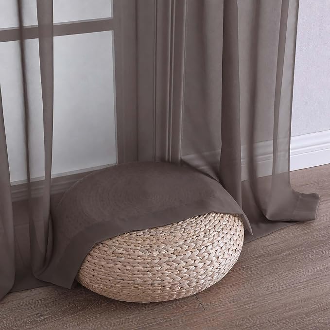 Chocolate Sheer Curtains 72 Inches Long 2 Panels Set, Light Filtering Sheer - Image 6