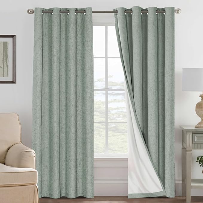 H.VERSAILTEX Bedroom Curtains Blackout Linen Blackout Curtains 84 Inches Long by HVERSAILTEX