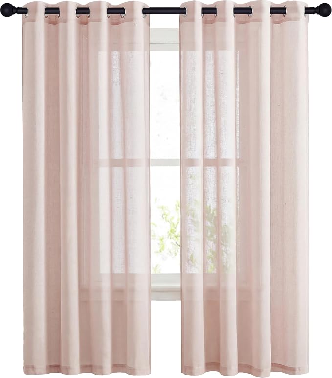 NICETOWN Flax Natural Blend Semi Sheer Curtains 72" L by NICETOWN