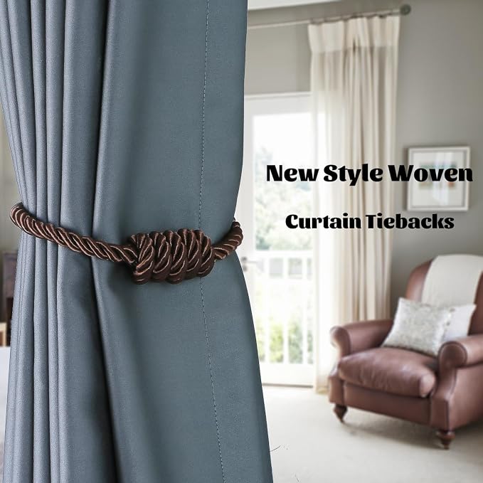 BEL AVENIR Magnetic Curtain Tiebacks, Decorative Drapery Holdbacks Modern Woven - Image 6
