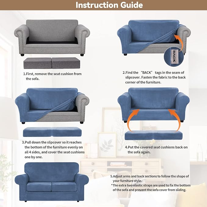 WEERRW Velvet Couch Covers for 2 Cushion Couch Sofa - Image 6