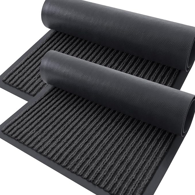 OLANLY 2-Pack Front Door Mats 71x47, Waterproof Heavy-Duty Doormats | Charcoal by OLANLY
