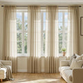 MIULEE Beige Sheer Curtains 90 Inches Long, 4 Panels Set, Rod Pocket Voile by MIULEE