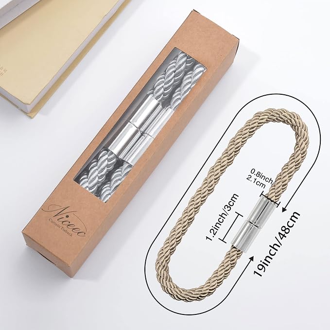 NICEEC 2 Pack Magnetic Curtain Tiebacks Modern Simple Style Drape Tie Backs - Image 5