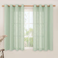 LAMIT Semi Sheer Linen Curtains 45 Inches Long, Light Filtering Panels Bronze by LAMIT