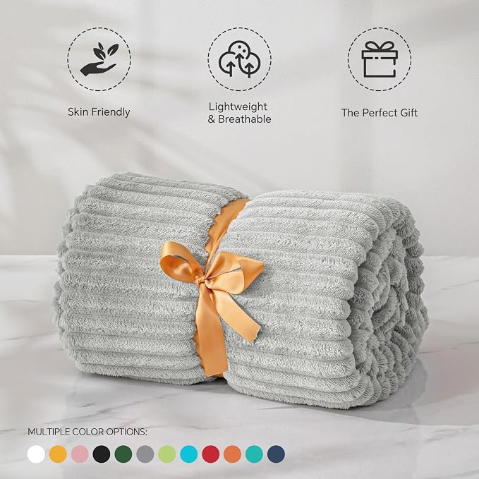 BEDELITE Fleece Blanket Twin Size – 3D Ribbed Jacquard Soft and Warm Decorative - Image 5